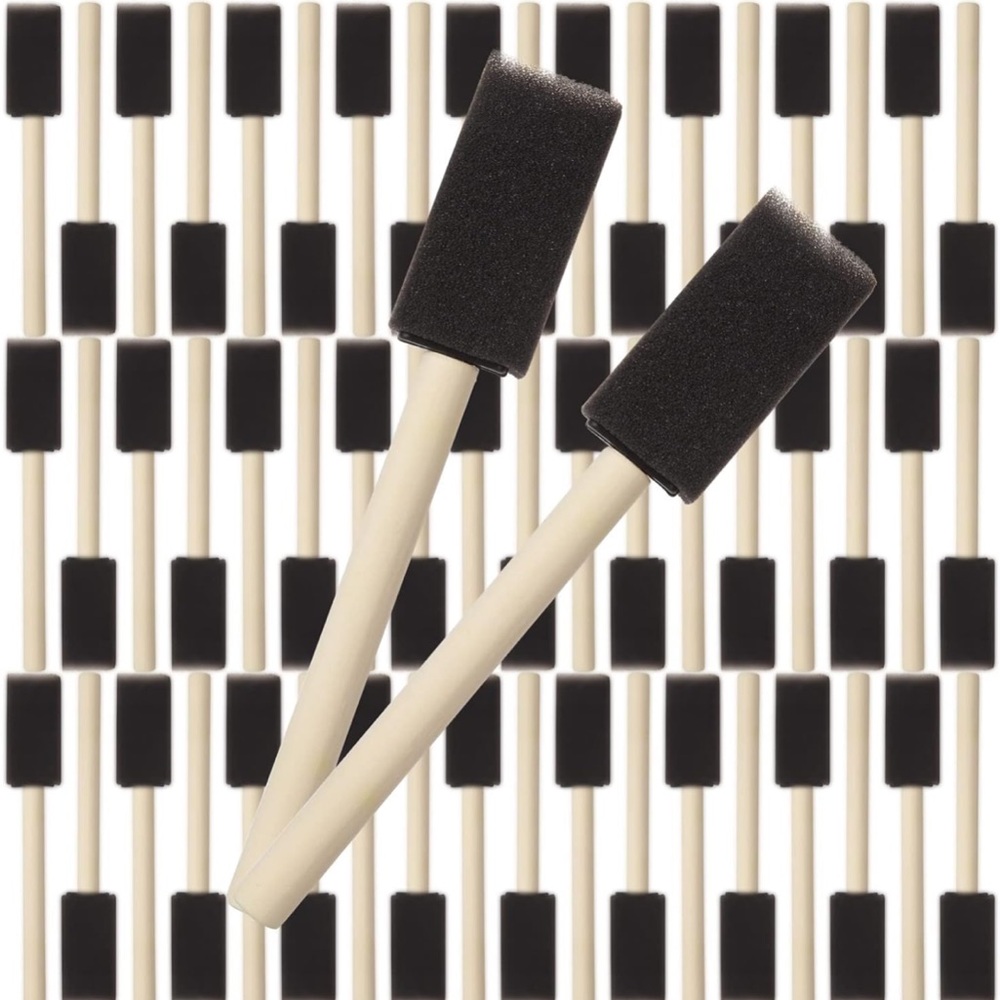 Pack of 80 small Black Foam Paint Brushes 1 inch Sponge Paint Brush